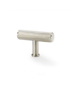 Meubelknop Knurled 'Crispin' T-vorm - Mat vernikkeld - 55mm