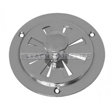 Ventilatierooster rond - Ø125mm - Met draaiknop - Messing gepolijst chroom