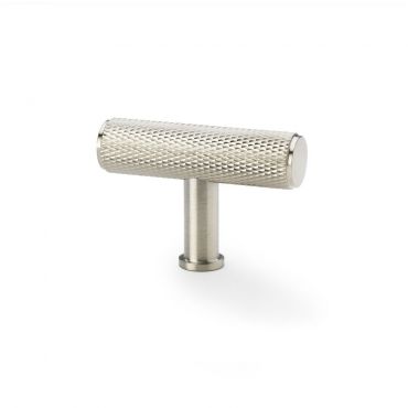 Meubelknop Knurled 'Crispin' T-vorm - Mat vernikkeld - 55mm