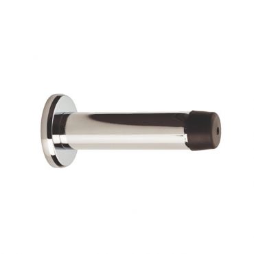 Deurstopper op rozet - 70mm - Messing gepolijst chroom - Voor wandbevestiging