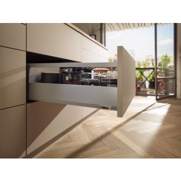 Blum Merivobox lade met reling - Hoogte E (209mm) - 400mm - 40kg - Indiumgrijs