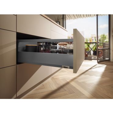 Blum Merivobox lade met reling - Hoogte E (209mm) - 500mm - 70kg - Oriongrijs