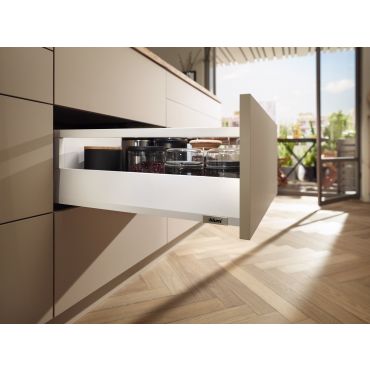 Blum Merivobox lade met reling - Hoogte E (209mm) - 450mm - 70kg - Zijdewit